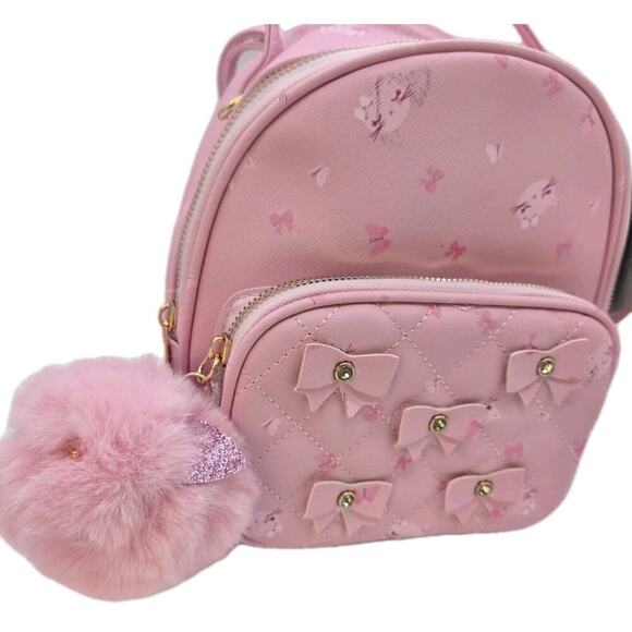 Under One Sky Pink Backpack Cat Ears Rhinestones NEW Bows 9x8x5\
